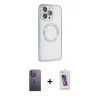 MARSİLYAN™- iPhone 13 Pro Max Kılıf Ahenk Işık Serisi - Siyah Joko 5D Cam + Neon Fosforlu Kamera Lens - BZ
