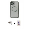 MARSİLYAN™- iPhone 13 Pro Max Kılıf Ahenk Işık Serisi - Siyah Joko 5D Cam + Pers Alüminyum Kamera Lens - GD