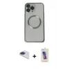 MARSİLYAN™- iPhone 13 Pro Max Kılıf Ahenk Işık Serisi - Siyah Joko 5D Cam + Pers Alüminyum Kamera Lens - LT