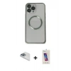 MARSİLYAN™- iPhone 13 Pro Max Kılıf Ahenk Işık Serisi - Siyah Joko 5D Cam + Pers Alüminyum Kamera Lens - SABE