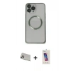 MARSİLYAN™- iPhone 13 Pro Max Kılıf Ahenk Işık Serisi - Siyah Joko 5D Cam + Rainbow Kamera Lens Koruma Cam - BZ