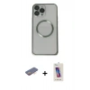 MARSİLYAN™- iPhone 13 Pro Max Kılıf Ahenk Işık Serisi - Siyah Joko 5D Cam + Renkli Kamera Lens Koruma Cam - TU