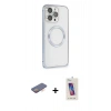 MARSİLYAN™- iPhone 13 Pro Max Kılıf Ahenk Işık Serisi - Siyah Joko 5D Cam + Renkli Kamera Lens Koruma Cam - TU