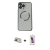 MARSİLYAN™- iPhone 13 Pro Max Kılıf Ahenk Işık Serisi - Siyah Joko 5D Cam + Rainbow Kamera Lens Koruma Cam - REGD