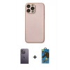 MARSİLYAN™- iPhone 13 Pro Max Kılıf Ahenk Işık - Siyah 18D Cam Ekran Koruyucu + Neon Fosforlu Kamera Lens - BZ