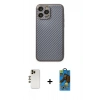 MARSİLYAN™- iPhone 13 Pro Max Kılıf Ahenk Işık - Siyah 18D Cam Ekran Koruyucu + Shine Kamera Lens - GD