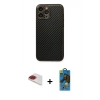 MARSİLYAN™- iPhone 13 Pro Max Kılıf Ahenk Işık - Siyah 18D Cam Ekran Koruyucu + Pers Alüminyum Kamera Lens - KI