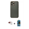 MARSİLYAN™- iPhone 13 Pro Max Kılıf Ahenk Işık - Siyah 18D Cam Ekran Koruyucu + Pers Alüminyum Kamera Lens - KI