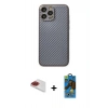 MARSİLYAN™- iPhone 13 Pro Max Kılıf Ahenk Işık - Siyah 18D Cam Ekran Koruyucu + Pers Alüminyum Kamera Lens - KI