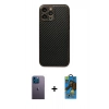 MARSİLYAN™- iPhone 13 Pro Max Kılıf Ahenk Işık - Siyah 18D Cam Ekran Koruyucu + Neon Fosforlu Kamera Lens - MI