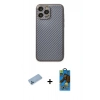 MARSİLYAN™- iPhone 13 Pro Max Kılıf Ahenk Işık - Siyah 18D Cam Ekran Koruyucu + Shine Kamera Lens Koruma Cam - MI