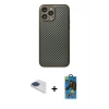 MARSİLYAN™- iPhone 13 Pro Max Kılıf Ahenk Işık - Siyah 18D Cam Ekran Koruyucu + Pers Alüminyum Kamera Lens - LT