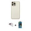 MARSİLYAN™- iPhone 13 Pro Max Kılıf Ahenk Işık - Siyah 18D Cam Ekran Koruyucu + Pers Alüminyum Kamera Lens - GI
