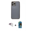 MARSİLYAN™- iPhone 13 Pro Max Kılıf Ahenk Işık - Siyah 18D Cam Ekran Koruyucu + Pers Alüminyum Kamera Lens - GI