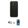 MARSİLYAN™- iPhone 13 Pro Max Kılıf Ahenk Işık - Siyah 18D Cam Ekran Koruyucu + Rainbow Kamera Lens Koruma Cam - MI