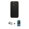 MARSİLYAN™- iPhone 13 Pro Max Kılıf Ahenk Işık - Siyah 18D Cam Ekran Koruyucu + Rainbow Kamera Lens Koruma Cam - BZ