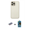 MARSİLYAN™- iPhone 13 Pro Max Kılıf Ahenk Işık - Siyah 18D Cam Ekran Koruyucu + Renkli Kamera Lens Koruma Cam - TU