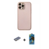 MARSİLYAN™- iPhone 13 Pro Max Kılıf Ahenk Işık - Siyah 18D Cam Ekran Koruyucu + Renkli Kamera Lens Koruma Cam - SI
