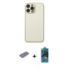 MARSİLYAN™- iPhone 13 Pro Max Kılıf Ahenk Işık - Siyah 18D Cam Ekran Koruyucu + Renkli Kamera Lens Koruma Cam - SI