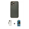 MARSİLYAN™- iPhone 13 Pro Max Kılıf Ahenk Işık - Siyah 18D Cam Ekran Koruyucu + Shine Kamera Lens - GD