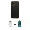 MARSİLYAN™- iPhone 13 Pro Max Kılıf Ahenk Işık - Siyah 18D Cam Ekran Koruyucu + Shine Kamera Lens - GD