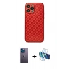 MARSİLYAN™- iPhone 13 Pro Max Kılıf Ahenk Işık - Siyah 3D Antistatik Cam Ekran Koruyucu + Neon Fosforlu Kamera Lens - MI