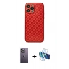 MARSİLYAN™- iPhone 13 Pro Max Kılıf Ahenk Işık - Siyah 3D Antistatik Cam Ekran Koruyucu + Neon Fosforlu Kamera Lens - BZ