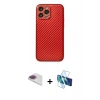 MARSİLYAN™- iPhone 13 Pro Max Kılıf Ahenk Işık - Siyah 3D Antistatik Cam Ekran Koruyucu + Pers Alüminyum Kamera Lens - GI