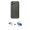 MARSİLYAN™- iPhone 13 Pro Max Kılıf Ahenk Işık - Siyah 3D Antistatik Cam Ekran Koruyucu + Pers Alüminyum Kamera Lens - GI