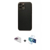 MARSİLYAN™- iPhone 13 Pro Max Kılıf Ahenk Işık - Siyah 3D Antistatik Cam Ekran Koruyucu + Pers Alüminyum Kamera Lens - GI