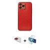 MARSİLYAN™- iPhone 13 Pro Max Kılıf Ahenk Işık - Siyah 3D Antistatik Cam Ekran Koruyucu + Pers Alüminyum Kamera Lens - KI