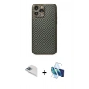 MARSİLYAN™- iPhone 13 Pro Max Kılıf Ahenk Işık - Siyah 3D Antistatik Cam Ekran Koruyucu + Pers Alüminyum Kamera Lens - SABE