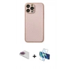 MARSİLYAN™- iPhone 13 Pro Max Kılıf Ahenk Işık - Siyah 3D Antistatik Cam Ekran Koruyucu + Pers Alüminyum Kamera Lens - GI