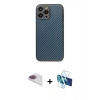 MARSİLYAN™- iPhone 13 Pro Max Kılıf Ahenk Işık - Siyah 3D Antistatik Cam Ekran Koruyucu + Pers Alüminyum Kamera Lens - GI