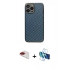 MARSİLYAN™- iPhone 13 Pro Max Kılıf Ahenk Işık - Siyah 3D Antistatik Cam Ekran Koruyucu + Pers Alüminyum Kamera Lens - KI