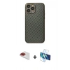 MARSİLYAN™- iPhone 13 Pro Max Kılıf Ahenk Işık - Siyah 3D Antistatik Cam Ekran Koruyucu + Pers Alüminyum Kamera Lens - KI