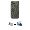 MARSİLYAN™- iPhone 13 Pro Max Kılıf Ahenk Işık - Siyah 3D Antistatik Cam Ekran Koruyucu + Rainbow Kamera Lens Koruma Cam - MI
