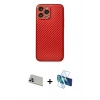 MARSİLYAN™- iPhone 13 Pro Max Kılıf Ahenk Işık - Siyah 3D Antistatik Cam Ekran Koruyucu + Rainbow Kamera Lens Koruma Cam - MR