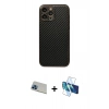MARSİLYAN™- iPhone 13 Pro Max Kılıf Ahenk Işık - Siyah 3D Antistatik Cam Ekran Koruyucu + Rainbow Kamera Lens Koruma Cam - MI