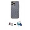 MARSİLYAN™- iPhone 13 Pro Max Kılıf Ahenk Işık - Siyah 3D Antistatik Cam Ekran Koruyucu + Rainbow Kamera Lens Koruma Cam - KI