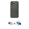 MARSİLYAN™- iPhone 13 Pro Max Kılıf Ahenk Işık - Siyah 3D Antistatik Cam Ekran Koruyucu + Rainbow Kamera Lens Koruma Cam - KI