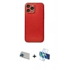 MARSİLYAN™- iPhone 13 Pro Max Kılıf Ahenk Işık - Siyah 3D Antistatik Cam Ekran Koruyucu + Rainbow Kamera Lens Koruma Cam - MI