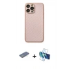 MARSİLYAN™- iPhone 13 Pro Max Kılıf Ahenk Işık - Siyah 3D Antistatik Cam Ekran Koruyucu + Renkli Kamera Lens Koruma Cam - YL