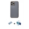 MARSİLYAN™- iPhone 13 Pro Max Kılıf Ahenk Işık - Siyah 3D Antistatik Cam Ekran Koruyucu + Shine Kamera Lens Koruma Cam - MI