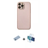 MARSİLYAN™- iPhone 13 Pro Max Kılıf Ahenk Işık - Siyah 3D Antistatik Cam Ekran Koruyucu + Shine Kamera Lens Koruma Cam - MI