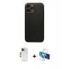 MARSİLYAN™- iPhone 13 Pro Max Kılıf Ahenk Işık - Siyah 3D Antistatik Cam Ekran Koruyucu + Shine Kamera Lens - GD