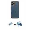 MARSİLYAN™- iPhone 13 Pro Max Kılıf Ahenk Işık - Siyah 3D Antistatik Cam Ekran Koruyucu + Shine Kamera Lens Koruma Cam - MI