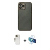 MARSİLYAN™- iPhone 13 Pro Max Kılıf Ahenk Işık - Siyah 3D Antistatik Cam Ekran Koruyucu + Shine Kamera Lens - GD