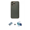 MARSİLYAN™- iPhone 13 Pro Max Kılıf Ahenk Işık - Siyah 3D Antistatik Cam Ekran Koruyucu + Shine Kamera Lens Koruma Cam - GI