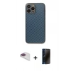 MARSİLYAN™- iPhone 13 Pro Max Kılıf Ahenk Işık - Siyah 3D Antistatik Hayalet Cam Ekran Koruyucu + Pers Alüminyum Kamera Lens - GI